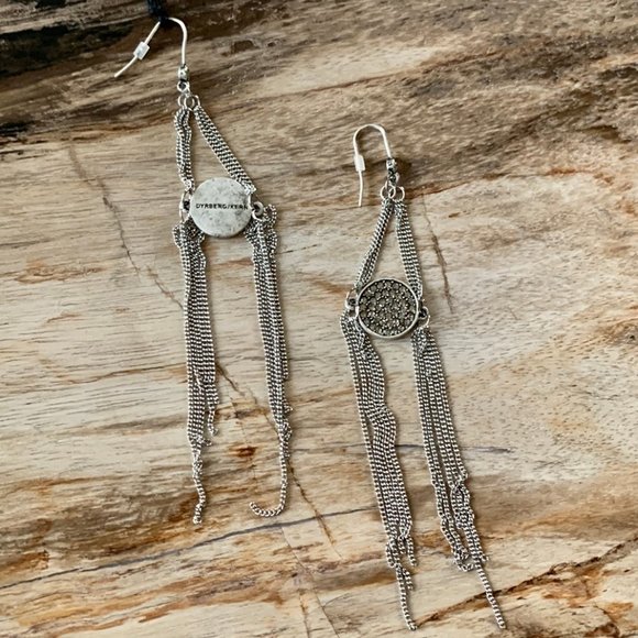 Dyrberg/Kern Elidia Swarovski crystal long dangle earrings Antique Silver - Picture 4 of 6